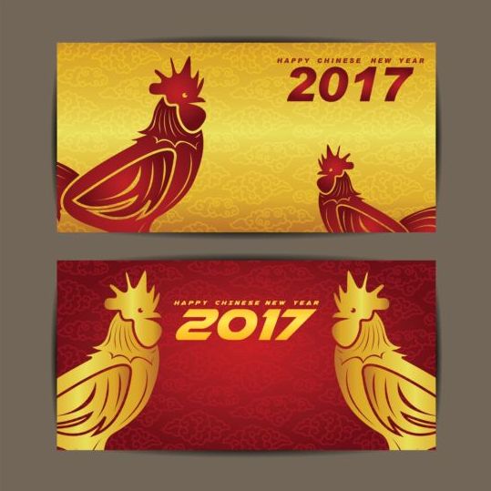 Chinesisches neues Jahr 2017 der Hahn Vektorkarten 06 Neu Karten Jahr Hahn Chinesisch 2017   