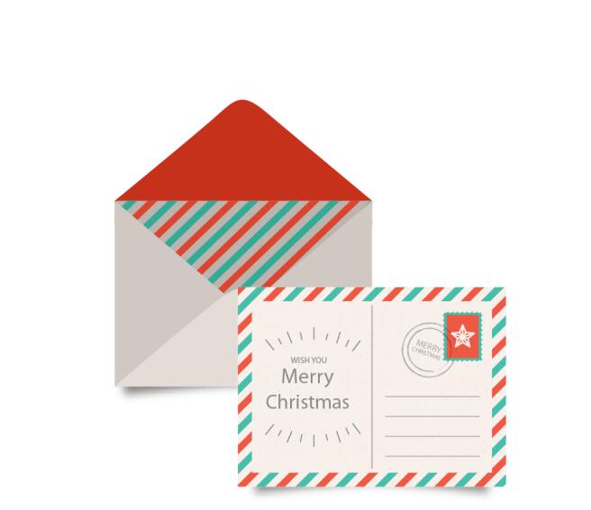 Enveloppe de Noël avec carte postale style vintage vecteur 01 vintage Noël enveloppe carte postale   