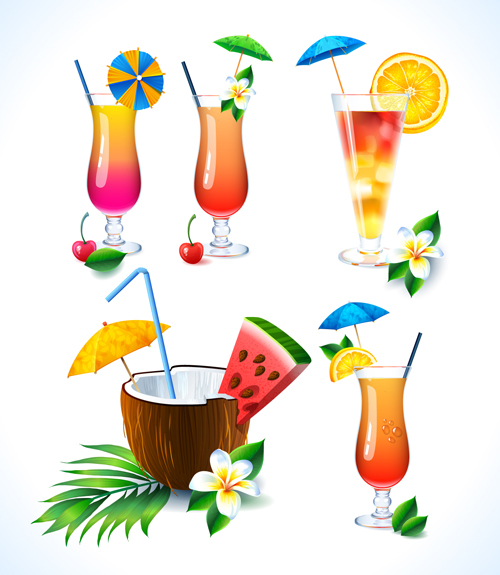 Graphismes vectoriels de noix de coco et de cocktails 02 vector graphics noix de coco cocktails cocktail   