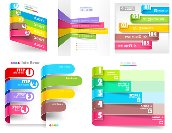 Farbige nummerierte Infografiekremie setzt Vektor nummeriert infographisch nummeriert infographisch farbig   