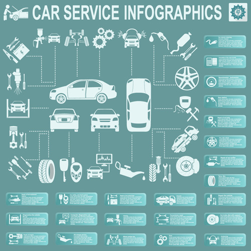 Creative car service infographies Template Vector 11 voiture modèle infographie Créatif   