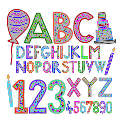 かわいい休日の手紙や数字のデザインベクター02 文字 数字 手紙 休日 かわいい   