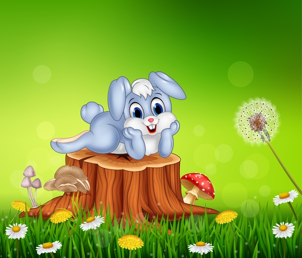 Petit lapin mignon avec le vecteur vert de fond de Pâques 15 vert petit Pâques mignon Lapin   