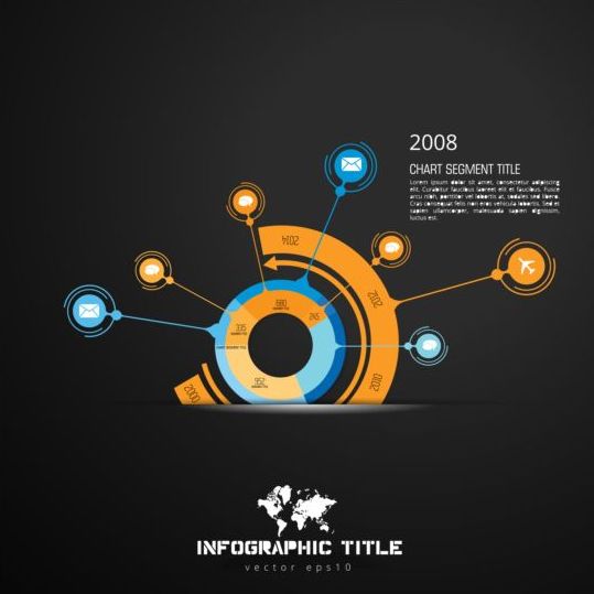 Vecteurs de conception infographique Dark Chart 05 sombre infographie Graphique   