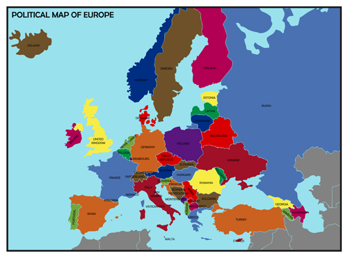 ヨーロッパ政治地図ベクトル材料 政治 地図 ヨーロッパ   