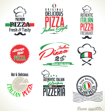 Exquisites Pizzablogos Design-Vektormaterial 01 Vektormaterial pizza material logos logo exquisite   