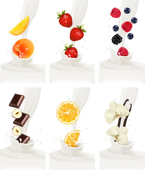 Le lait de fruits publicité bannière Vector Graphics 02 Publicité lait de fruits Bannière   