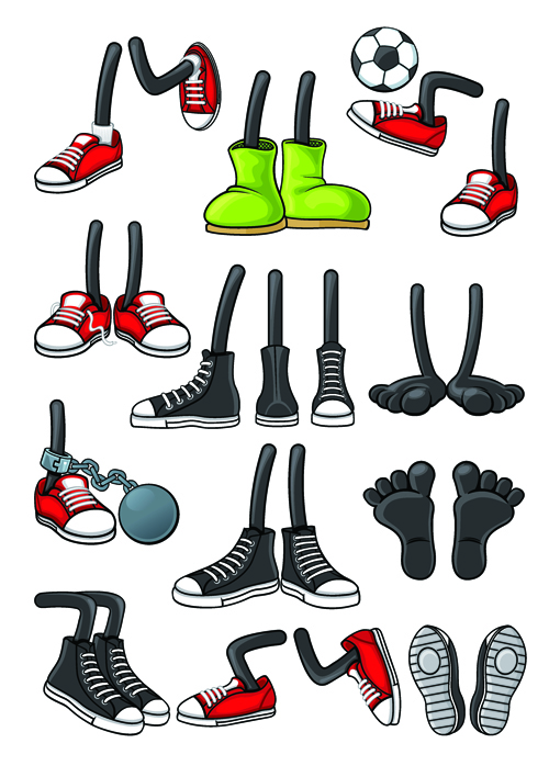 Lustige Zeichentrickschuhe Vektorgrafik Vector Grafiken Schuhe funny cartoon   