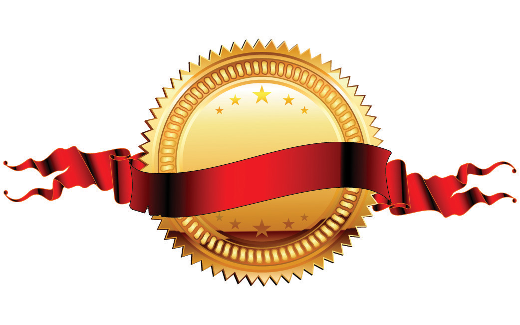 Médaille d’or et rubans rouges vecteur 01 rubans or médailles   