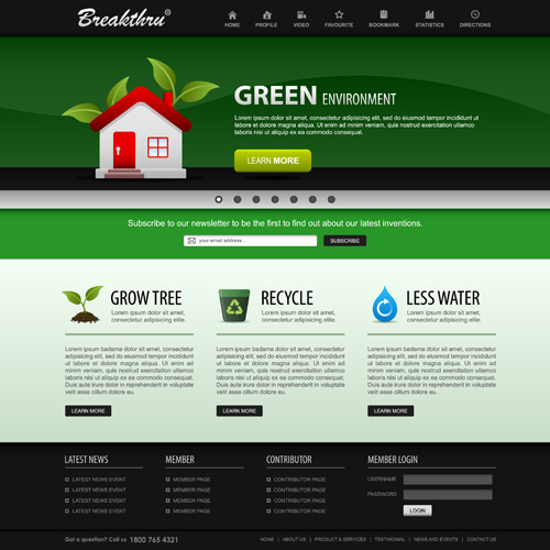 Green Environment Style Webvorlage Vektor 01 website Vorlage Umwelt Stil   