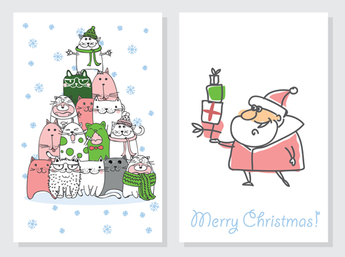 手描き2016クリスマスカードベクトル05 描画 手 クリスマス カード 2016   