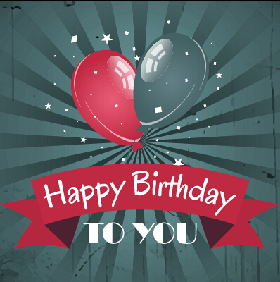 Happy Birthday Oldtimer-Karte mit Ballons-Vektor Jahrgang happy birthday design birthday ballons   