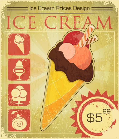 Conception de l’affiche rétro crème glacée poster design police rétro crème glacée affiche   