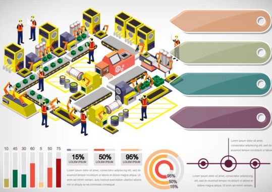 Infographies vectorielles de l’industrie 3D isométrique 01 les infographies l’isométrique l’industrie   