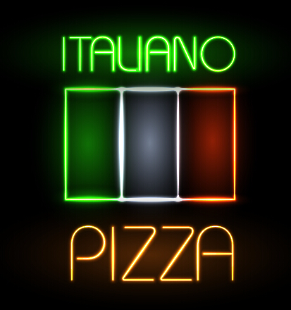 Pizza-Restaurants Neonschilder-Vektormaterial 10 Schild restaurant pizza neon   