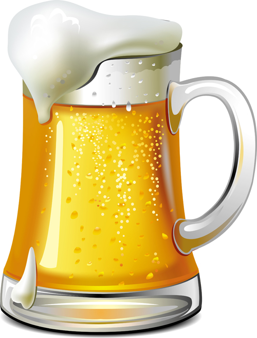 リアルなビールとカップベクター素材01 リアルな ビール カップ   
