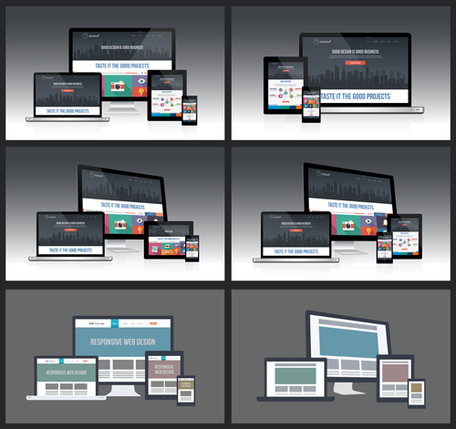 Vecteur réaliste de modèle de conception Responsive de dispositifs 18 réalistes réactifs modèle Dispositifs   