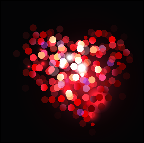 Lumière brillante ronde avec le vecteur de coeur rouge rouge rond lumière coeur brillant   