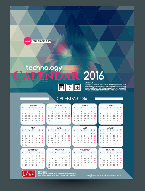 Technikhintergrund 2016 Kalendervektor 06 Technik Kalender Hintergrund 2016   