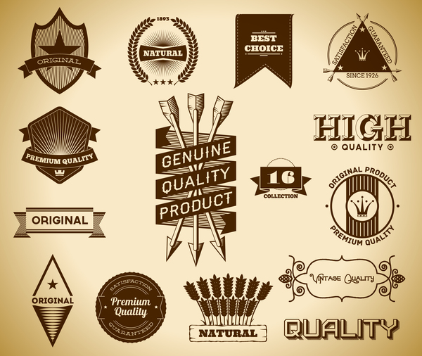 Étiquettes de qualité Premium Vintage ensemble vecteur 09 vintage qualité premium étiquettes   