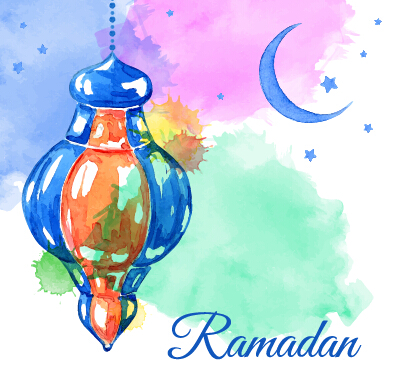Aquarellzeichnung ramadan Kareem Vektorhintergrund 06 Zeichnung ramadan kareem Hintergrund Aquarell   