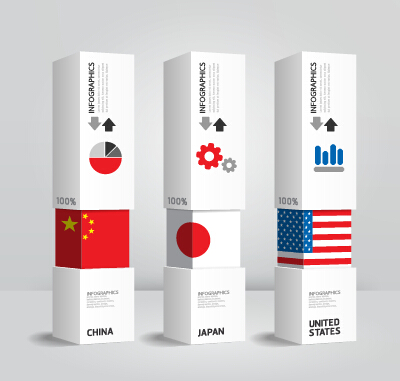 Weltflaggen mit Infografie-Design-Vektor 07 Welt Infografik Fahnen   