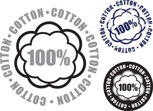 100% Baumwollqualität Etiketten Vektor 04 Qualität premium Etiketten Baumwolle   