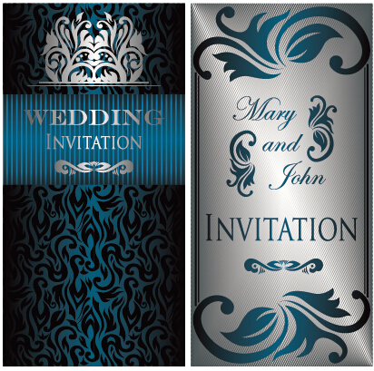 invitations de mariage floral luxueux vecteur Design 01 mariage luxueux invitation floral   