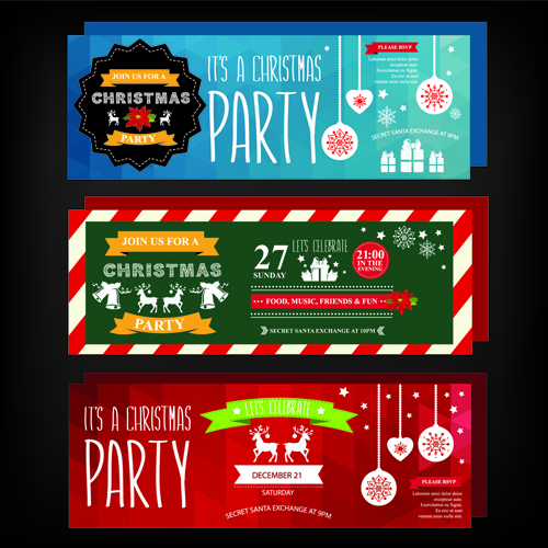Weihnachtsfeier Einladung Banner vector 03 Weihnachten party Einladung banner 2015   