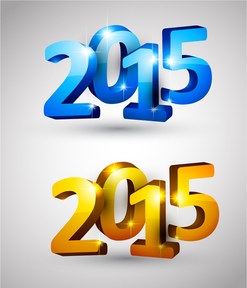 3D 2015 新年テキストベクトル01 新年 2015   