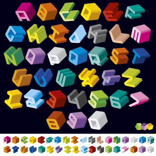 3D glänzendes Alphabet und Zahlen Vektordesign 05 Zahlen shiny alphabet   