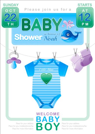 Baby-Duschkarte mit Kleidervektor 01 Kleidung Karte Dusche baby   