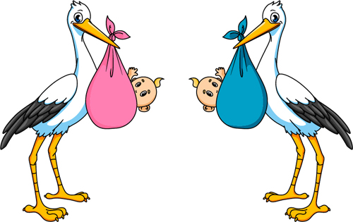 Baby mit Storchenbabykarten-Vektor 03 Storch Karte baby   