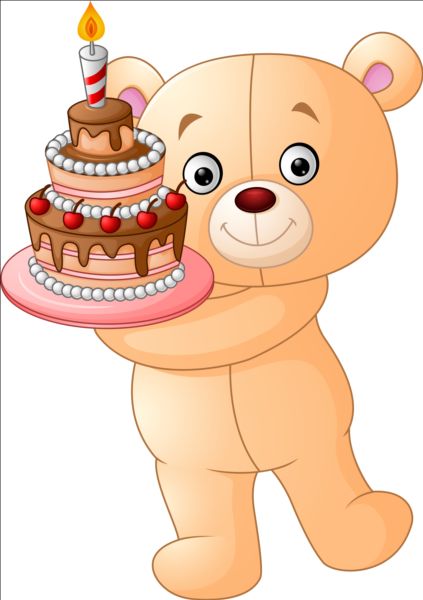 Gâteau d’anniversaire avec le vecteur d’ours de nounours ours nounours gâteau Anniversaire   