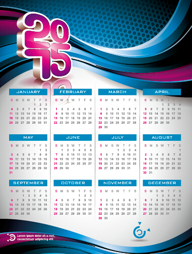 Kalender 2015 moderner Stilvektor Set 05 modern Kalender 2015   