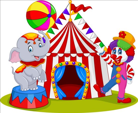 Cirque et clown avec le vecteur mignon d’animal 04 mignon clown cirque Animal   