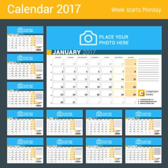 Firma 2017 Schreibtischkalender Design Vektorvorlage 15 Schreibtisch Kalender Firma 2017   