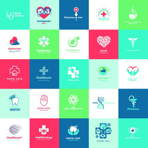 Logos créatifs médicaux et de soins de santé vector set 04 soins de santé medical logos logo creative   