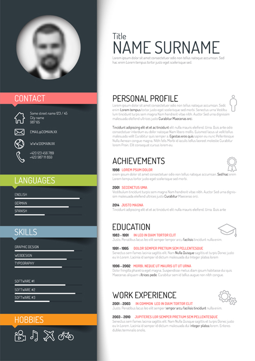 Creative CV template design vecteurs 02 modèle curriculum vitae Créatif   