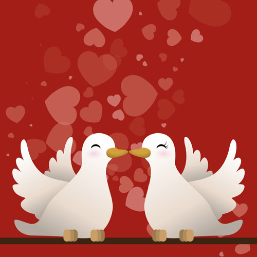 バレンタインデーカードベクトルとかわいい鳩 鳩 日 バレンタイン かわいい カード   