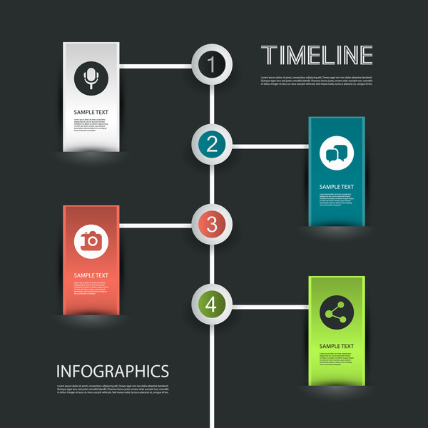 Matériau vectoriel infographique Dark Timeline 02 sombre infographie chronologie   