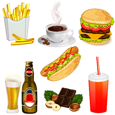 Éléments de restauration rapide icônes vecteur ensemble icônes icône fast food elements element   