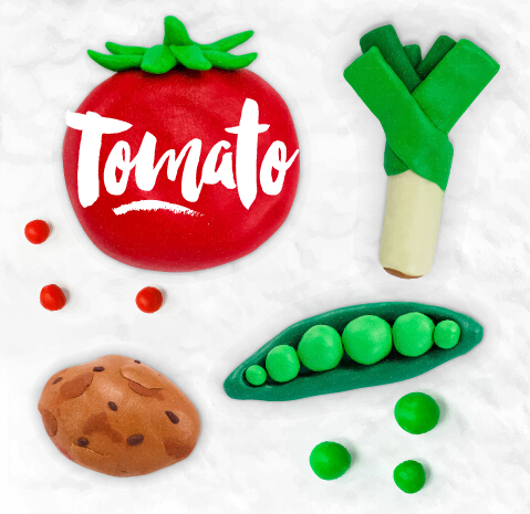 Drôle de modeler légumes vecteur ensemble 01 plasticine légumes drôle   
