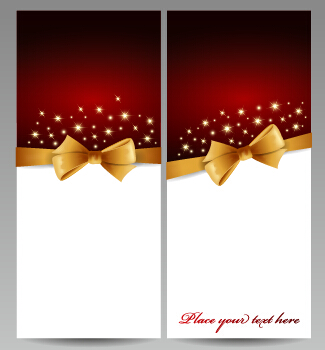 Magnifique 2015 cartes de Noël avec noeud vecteur ensemble 02 Noël magnifique cartes bow 2015   