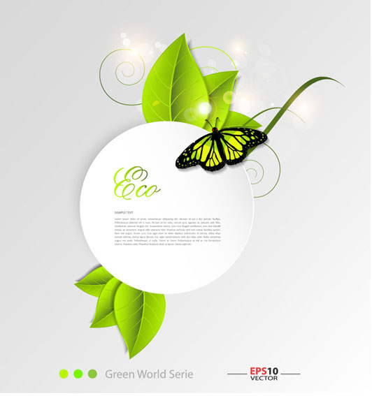 Grünes Blatt und Schmetterling glänzenden Hintergrund Vektor shiny Schmetterling Hintergrundvektor Hintergrund grünes Blatt   