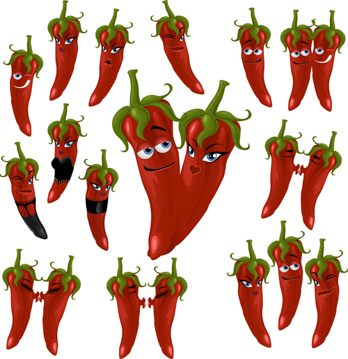 Hot Chili Peppers drôle Cartoon vecteurs 02 poivrons drôle dessin animé chili   