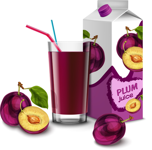 Jus avec paquet et fruit vector set 04 paquet jus fruits   