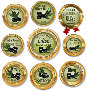 Luxuriöses Olivenöl Gold etikettiert Vektor 01 Olivenöl Luxus Etiketten Etikett   