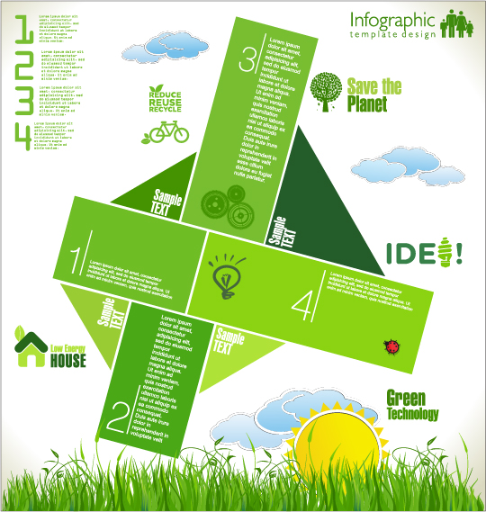 Moderne Ökologie-Infografiken grüner Schablone Vektor 01 Vorlage Ökologie moderne Infografik   
