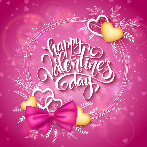 Fond de jour de Valentine rose avec le vecteur de coeur romantique 01 Valentine rose romantique jour coeur   